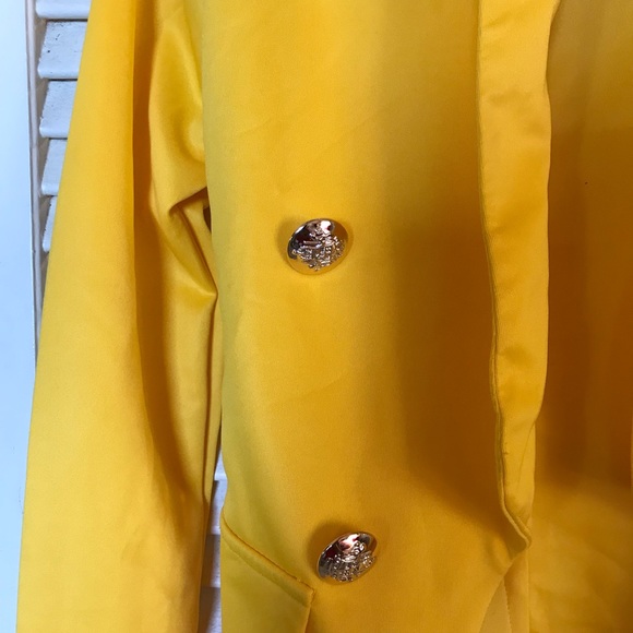 Women's Solid Color Two-piece Casual Blazer Jacket and Pants  Yellow XXS - Picture 11 of 16